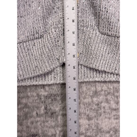 New J Crew Cardigan Small Womens Gray Sequin Chunky Knit Gold Button - Picture 6 of 9